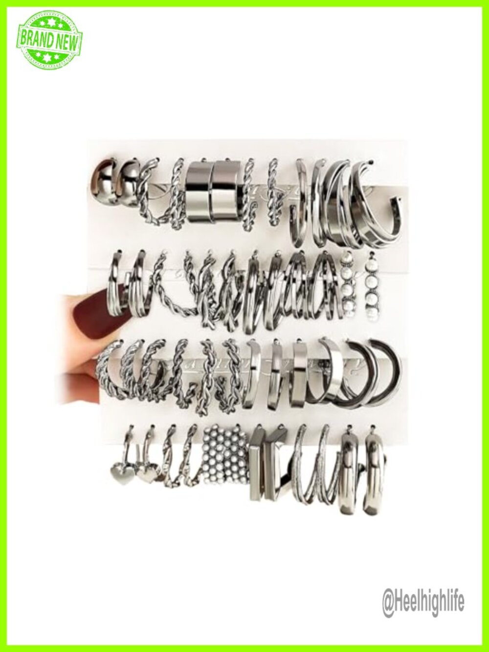 Chunky Stud Hoop Earring Set Hypoallergenic Alloy Copper 24 Pairs